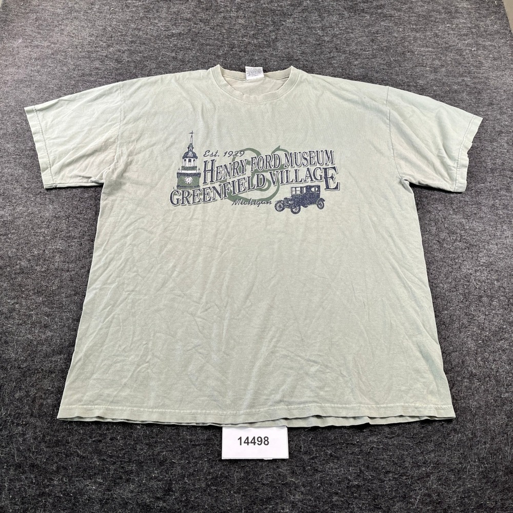 True Vintage Henry Ford Museum Men XL Green Cotton Made in USA
